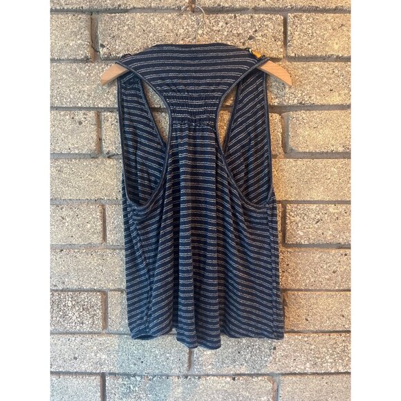 Free People Frida Embroidered Floral Striped Wrap Tank Top Navy L - Picture 8 of 9
